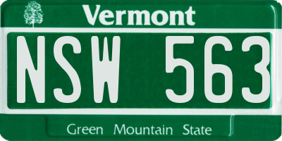 VT license plate NSW563