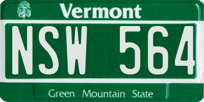VT license plate NSW564