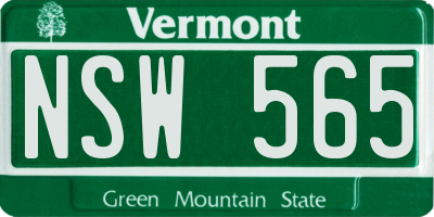 VT license plate NSW565