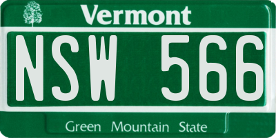 VT license plate NSW566