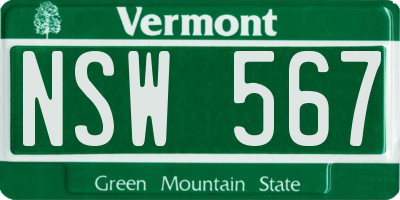 VT license plate NSW567