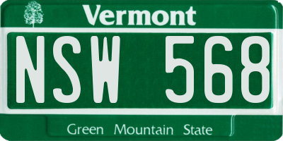 VT license plate NSW568