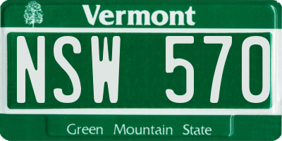 VT license plate NSW570