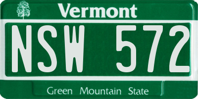 VT license plate NSW572