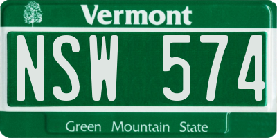 VT license plate NSW574