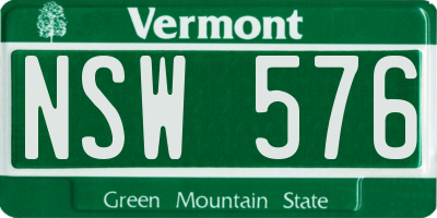 VT license plate NSW576