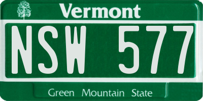 VT license plate NSW577