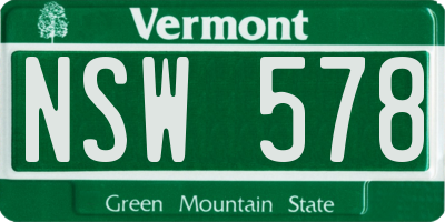 VT license plate NSW578