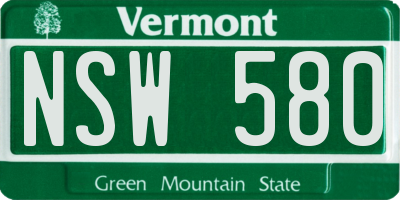 VT license plate NSW580