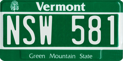 VT license plate NSW581