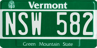 VT license plate NSW582