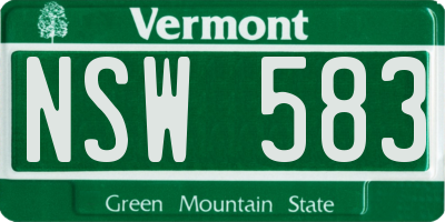 VT license plate NSW583