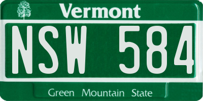 VT license plate NSW584