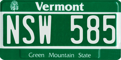VT license plate NSW585
