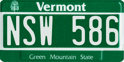VT license plate NSW586