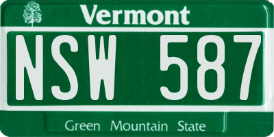 VT license plate NSW587