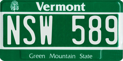 VT license plate NSW589