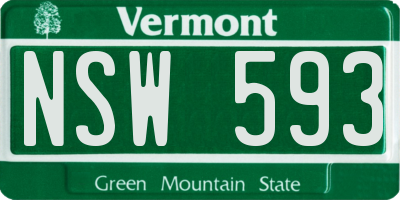 VT license plate NSW593