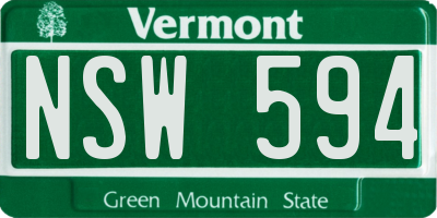 VT license plate NSW594