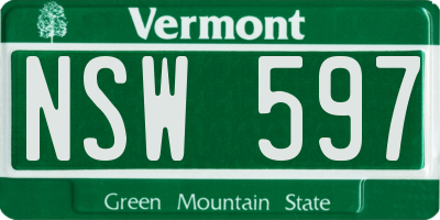 VT license plate NSW597