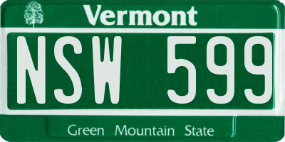 VT license plate NSW599