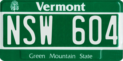 VT license plate NSW604