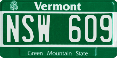 VT license plate NSW609