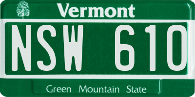 VT license plate NSW610