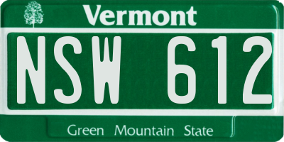 VT license plate NSW612