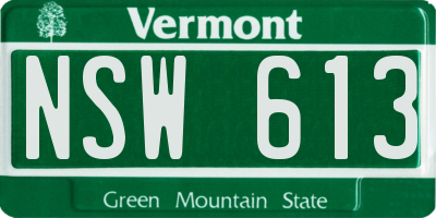 VT license plate NSW613