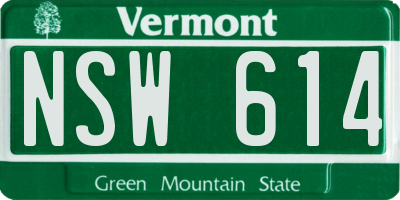 VT license plate NSW614