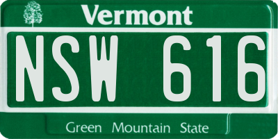 VT license plate NSW616
