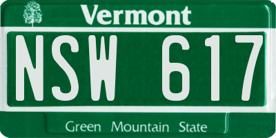 VT license plate NSW617