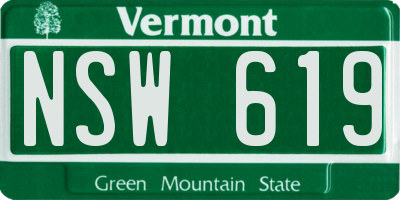 VT license plate NSW619