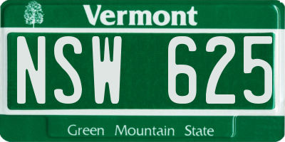 VT license plate NSW625