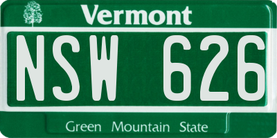 VT license plate NSW626