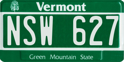 VT license plate NSW627