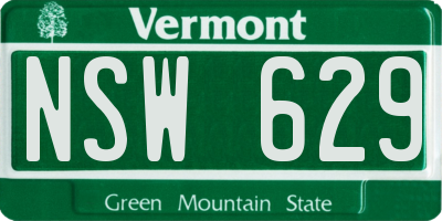 VT license plate NSW629