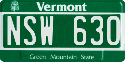 VT license plate NSW630