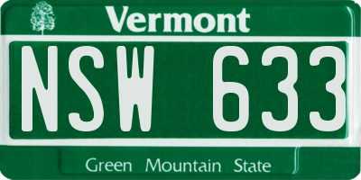 VT license plate NSW633
