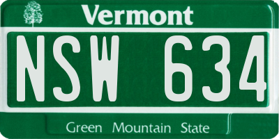 VT license plate NSW634