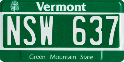 VT license plate NSW637