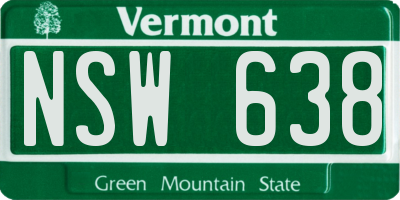 VT license plate NSW638