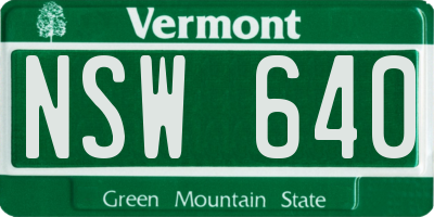 VT license plate NSW640