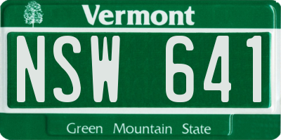 VT license plate NSW641