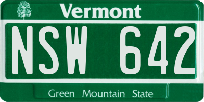 VT license plate NSW642