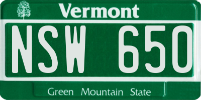 VT license plate NSW650