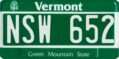 VT license plate NSW652