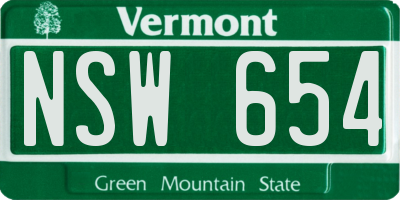 VT license plate NSW654