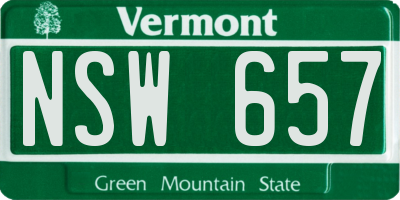 VT license plate NSW657